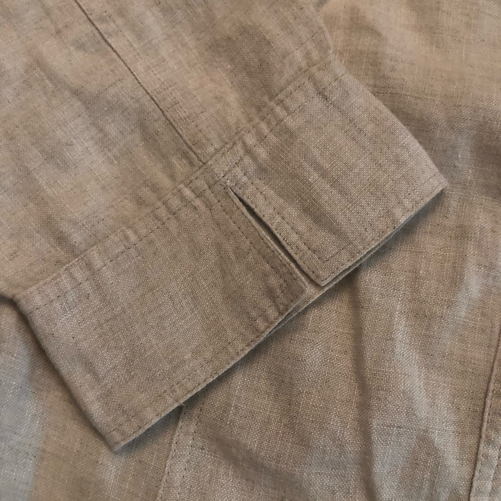 Elementz 100% Linen Beige Open Front Beaded 3/4 Sleeves Lightweight Jack size L - Picture 6 of 9